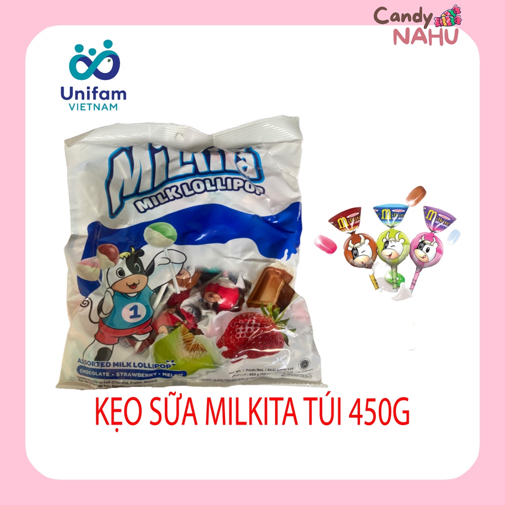 Kẹo sữa milkita túi 450g ( 50 que)