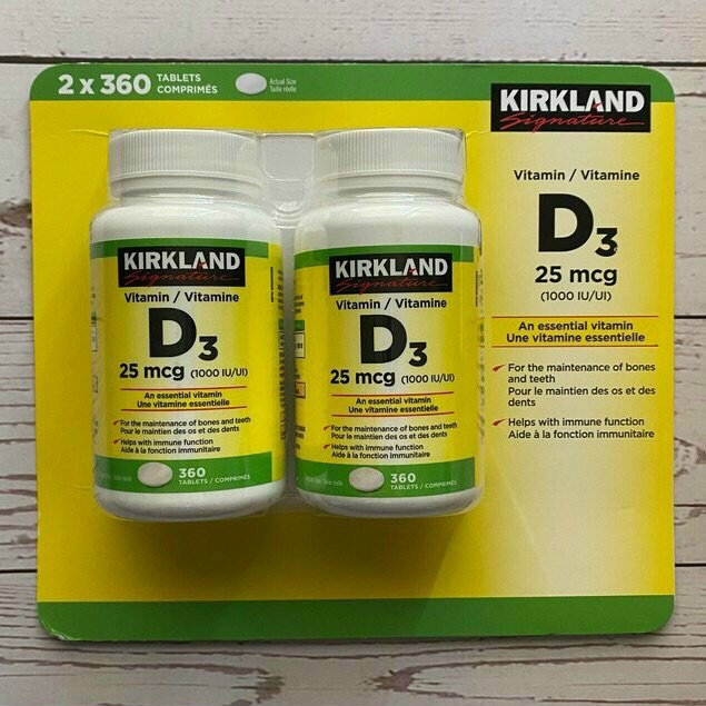 Vitamin d3 1000iu kirkland 360 viên của mỹ
