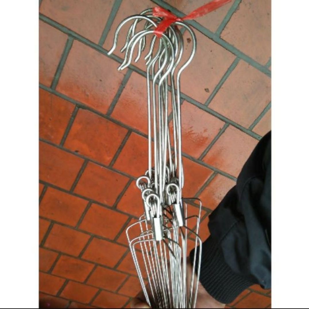 10 móc inox treo lan dài 90cm