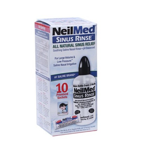 [HCM]Bộ dụng cụ rửa mũi NeilMed Sinus Rinse 10 sachets (1 bình + 10 gói muối) [Nelmed neomet neomed]