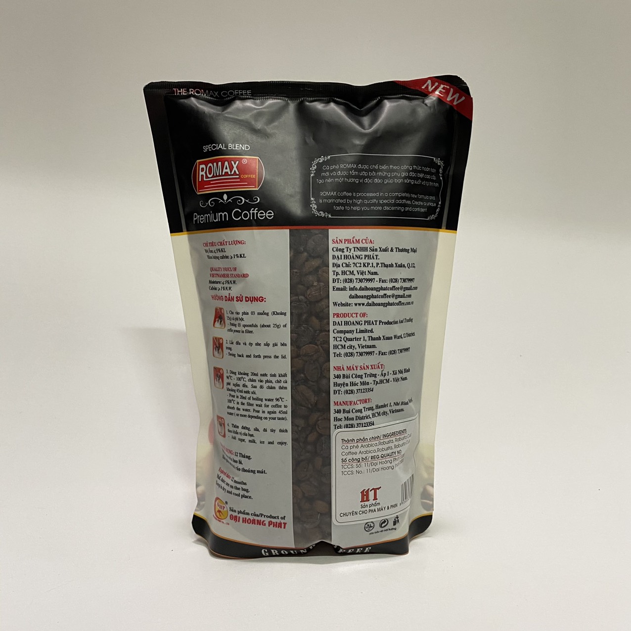 Cà phê hạt rang mộc ROMAX HT Arabica Robusta Espresso - Romax Coffee (dùng pha máy)