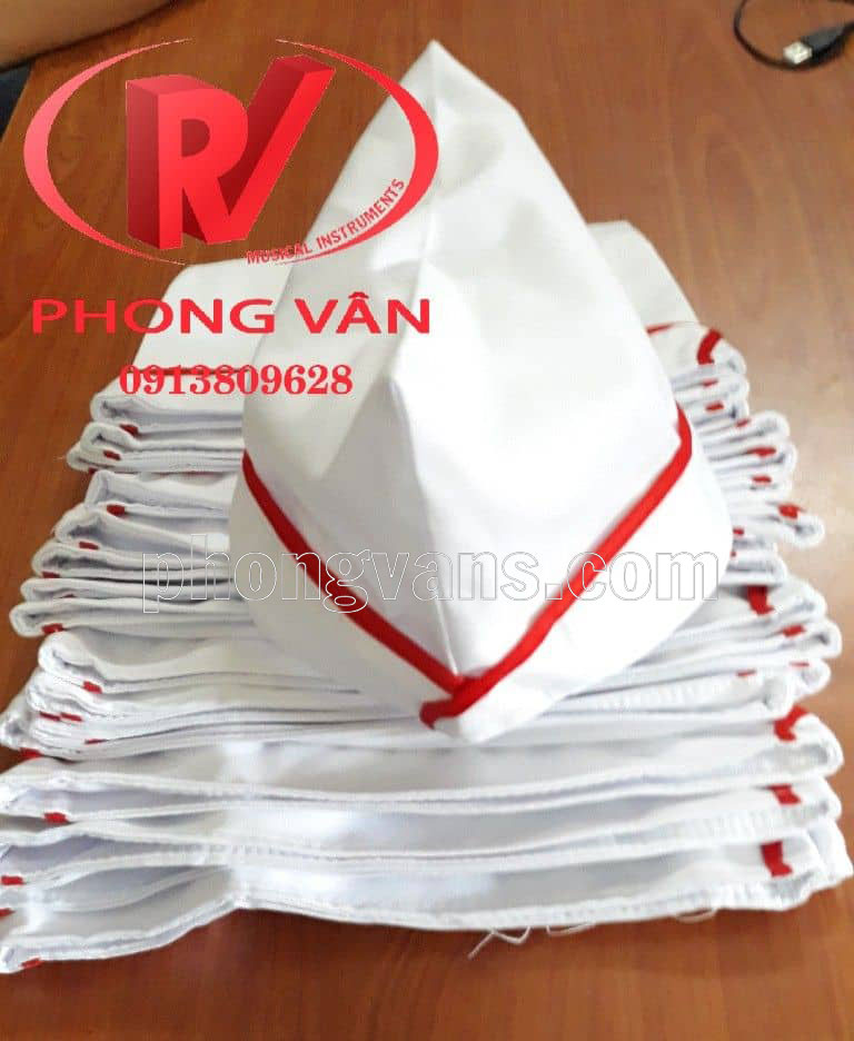 Combo 10 cái Mũ nón ca lô vải kaki trắng viền đỏ