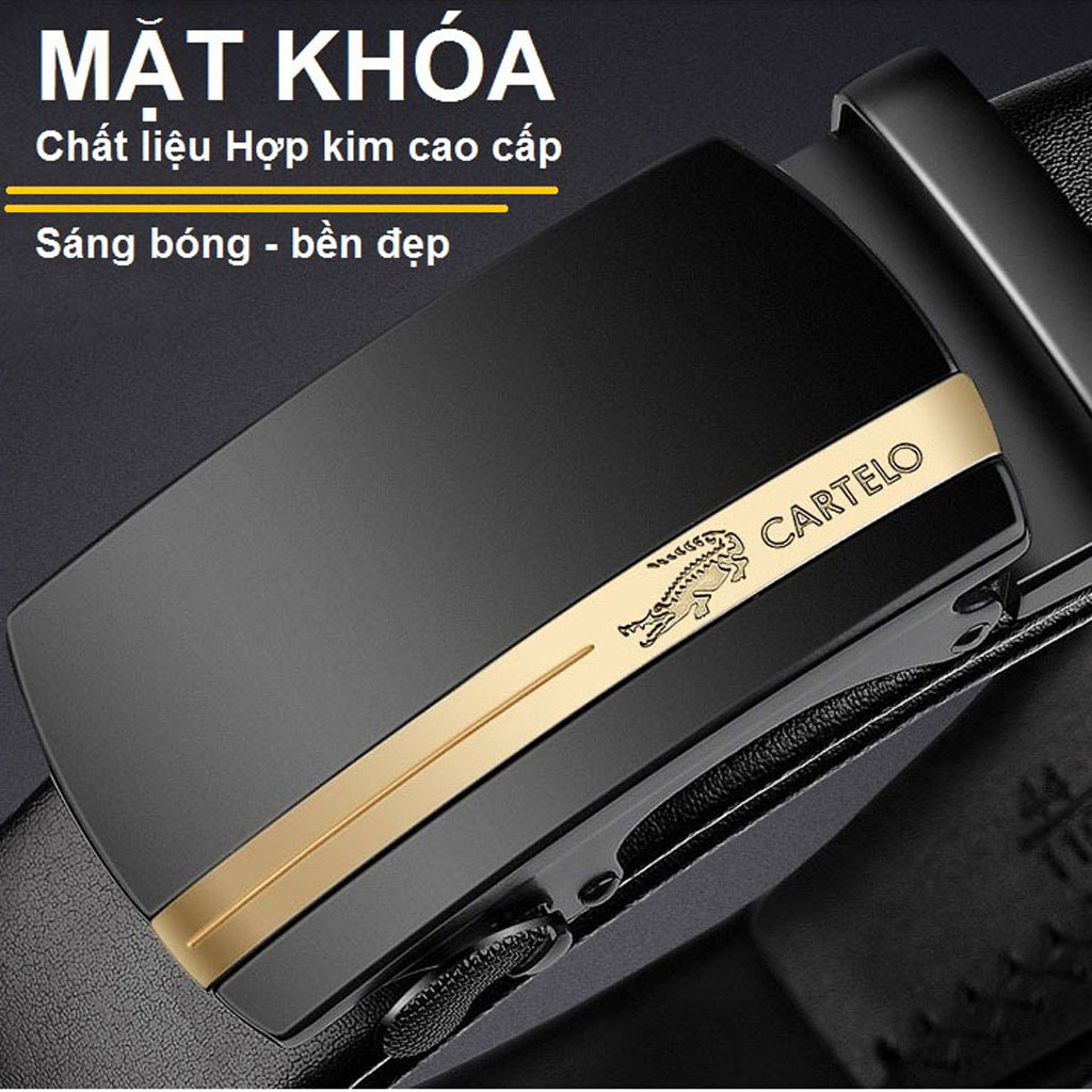 Thắt lưng nam, dây nịt nam da bò Cartelo cao cấp