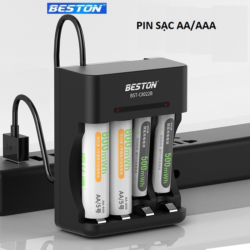 Bộ Pin Sạc AA AAA BESTON Dung lượng 2800mWh nội địa Trung dùng cho micro