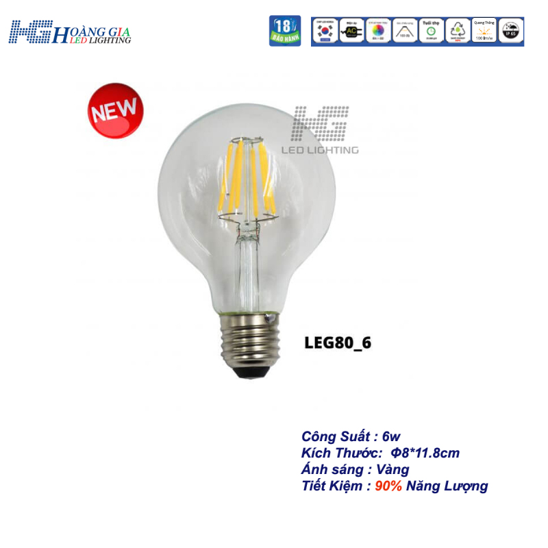 Đèn LED Trang Trí Edison G80 6W
