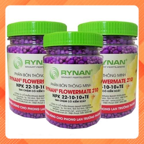 Phân tan chậm thông minh Rynan Flowermate 210 NPK 22-10-10 TE hũ 150g chuyên dùng cho phong lan sau ra hoa
