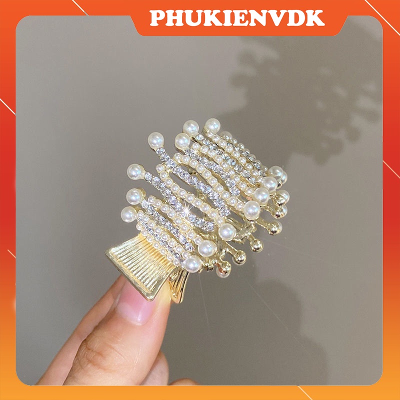 Kẹp tóc cuộn tròn đính đá lấp lánh sang chảnh KT10