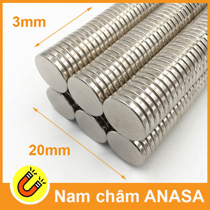 Nam châm đất hiếm 20x3mm lực từ mạnh N35
