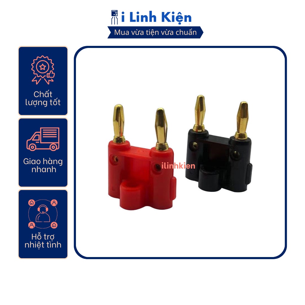Jack bắp chuối kép 4mm loại tốt (jack đôi)