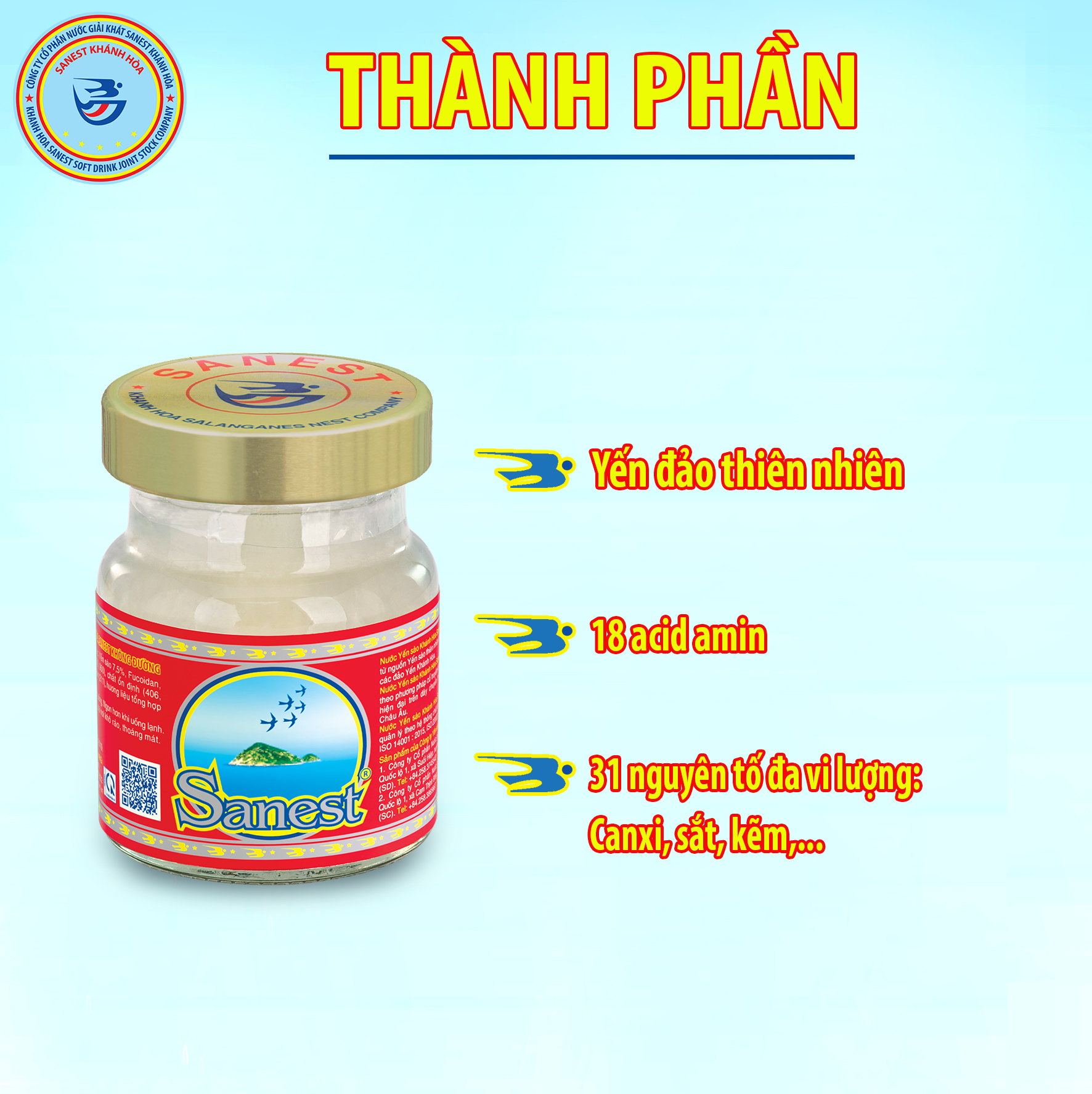 Nước Yến sào Khánh Hòa Sanest - Lọ 70ml