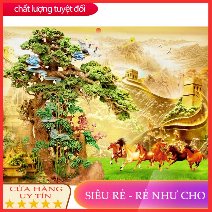 Tranh dán tường 3d mã đáo thành công phòng khách