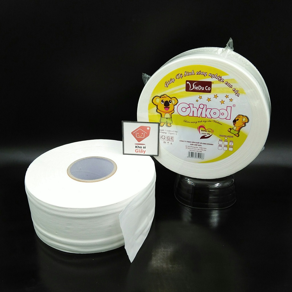 Giấy vệ sinh công nghiệp 700g cao cấp Chikool - Giấy cuộn lớn loại 1