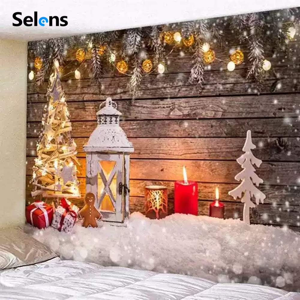 Selens Christmas Backdrop 2 x 1.5 M Velvet Photography Background Fireplace Theme Xmas Tree Red Sock Gifts Decoration for Photo Shooting Picture Studio Banner Booth Decor Props