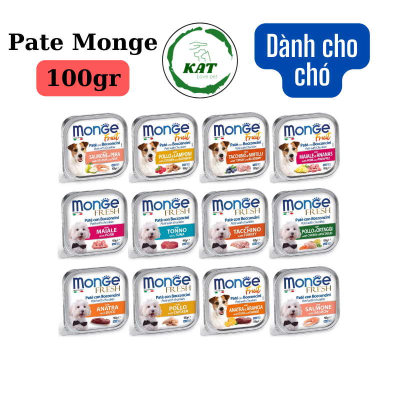 [100gr] Pate cho chó Monge - 12 hương vị - Hộp 100gr - KAT Love Pets