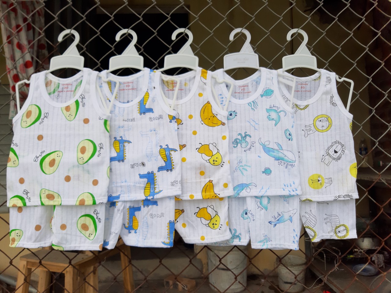 Bộ cotton giấy sát nách cho bé từ 3-14kg