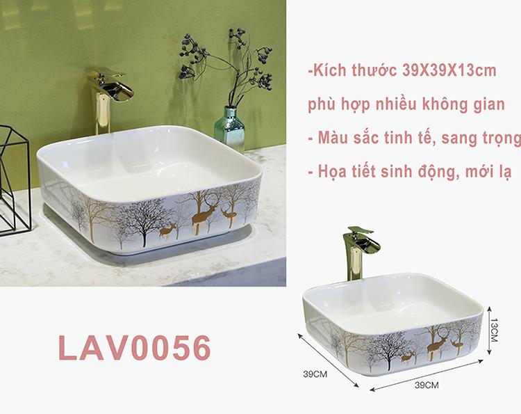 Chậu rửa lavabo gốm sứ nghệ thuật LAV0056 – Họa tiết dấu ấn mùa đông