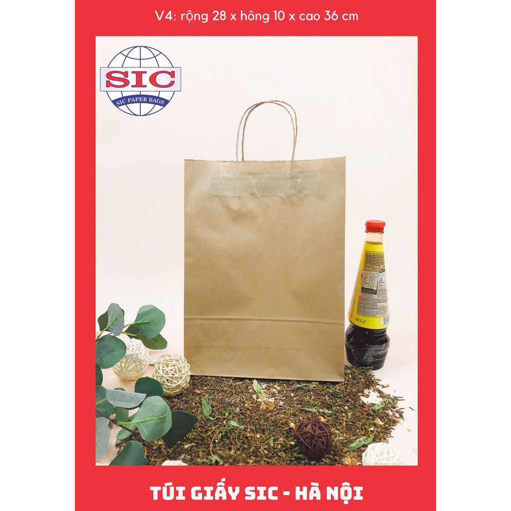 [SET 100 CHIẾC] TÚI GIẤY KRAFT V4: 28x10x36 CÓ QUAI