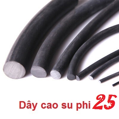Dây/Gioăng cao su tròn phi 25, đặc, đen, chịu dầu tốt