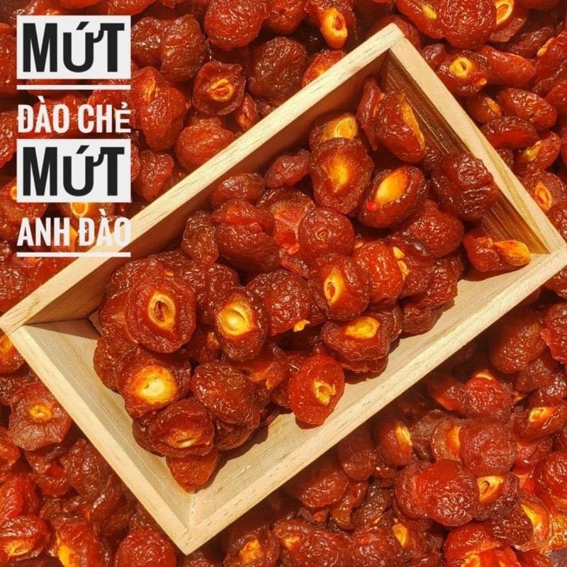 Mứt đào chẻ 500gr - mứt anh đào chẻ đôi - xí muội đào chẻ đôi hũ 500gr