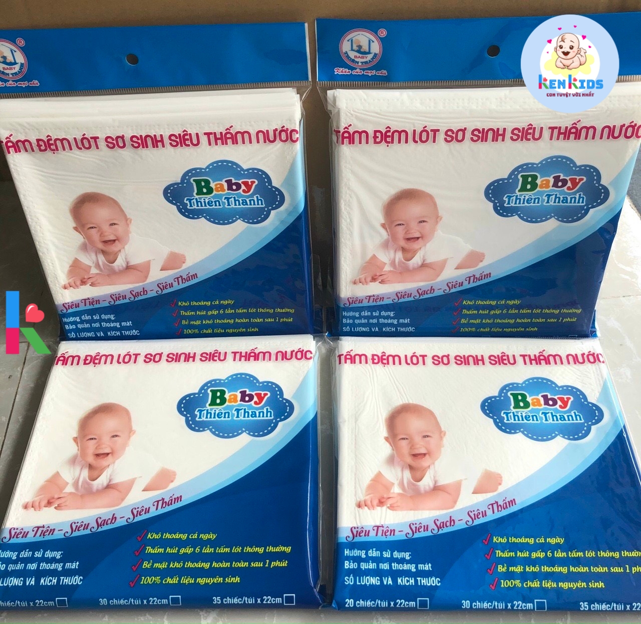 10 gói 200 tờ Lót phân su tấm lót chống tràn siêu thấm nước cho bé sơ sinh