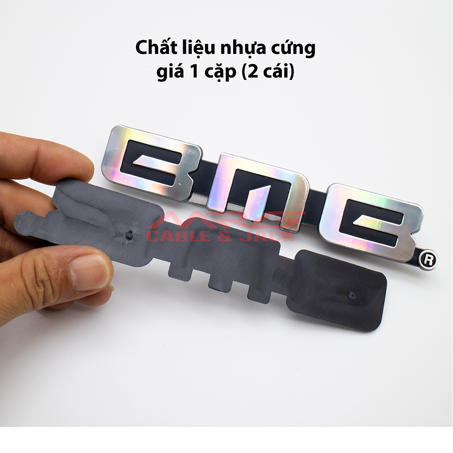 Tem BMB nhôm 13cm x 4cm , giá 1 chiếc, tem gắn loa bmb bằng nhôm có 2 chân gài phía sau tem.