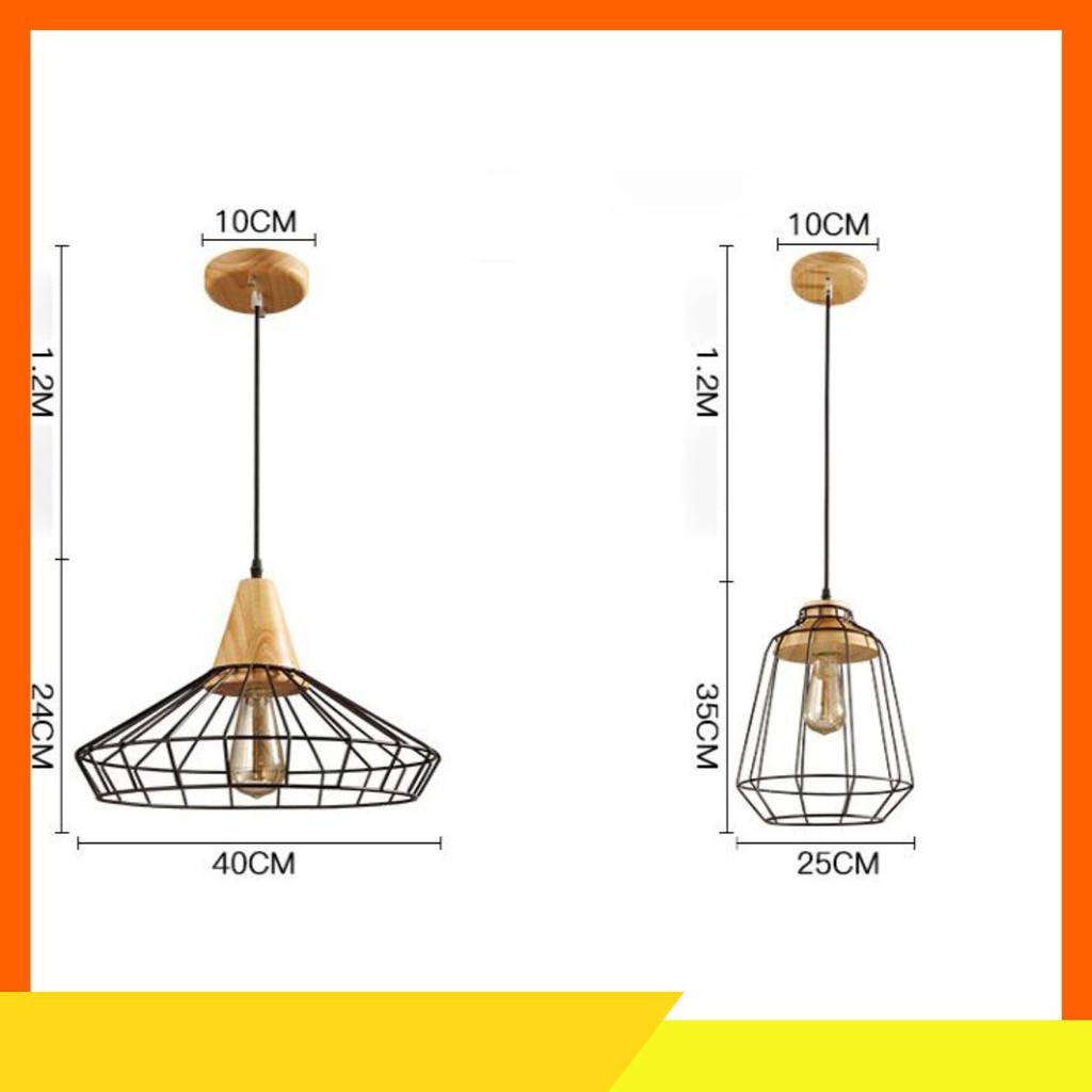 [HCM]Đèn Thả Đèn Thả Trần Lồng Sắt Đui Gỗ [Den Tha]