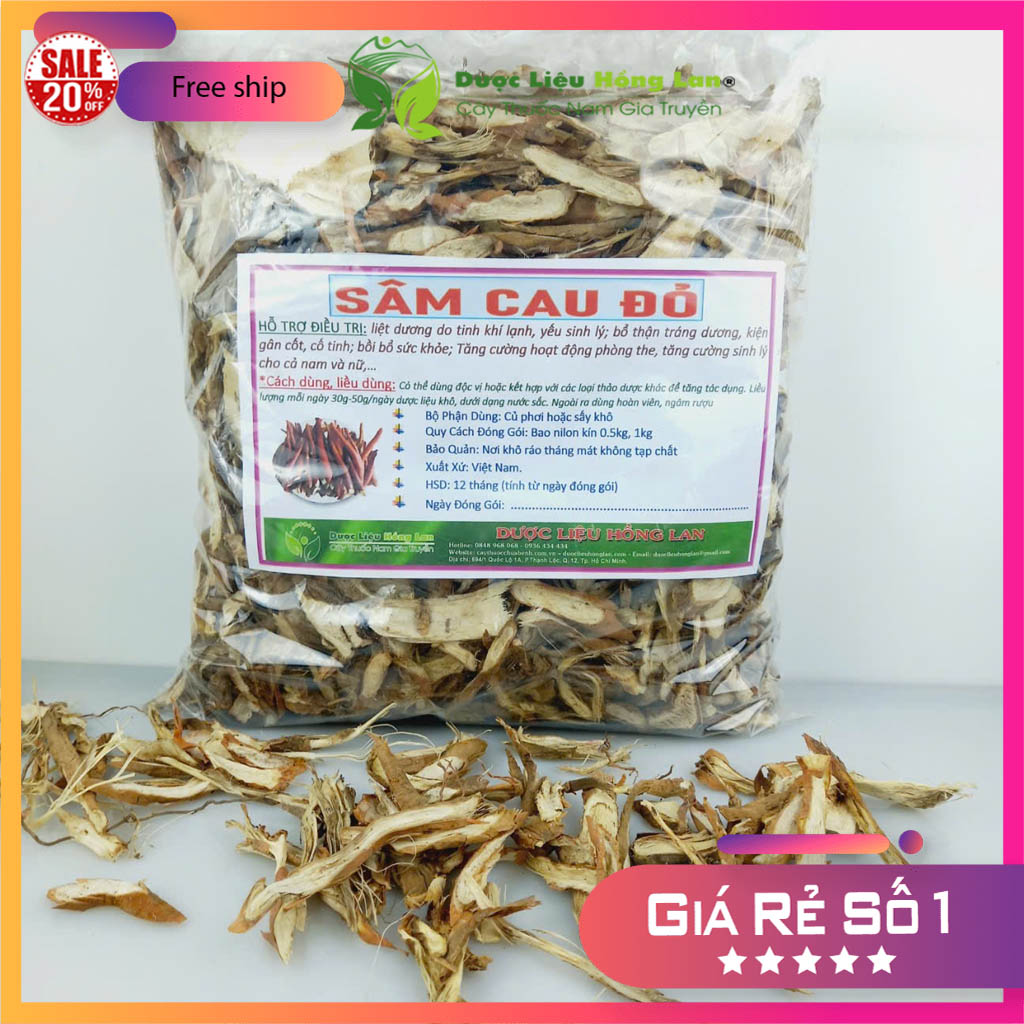 [FreeshipMAX] Dược liệu SÂM CAU ĐỎ khô sạch đóng gói 500gram