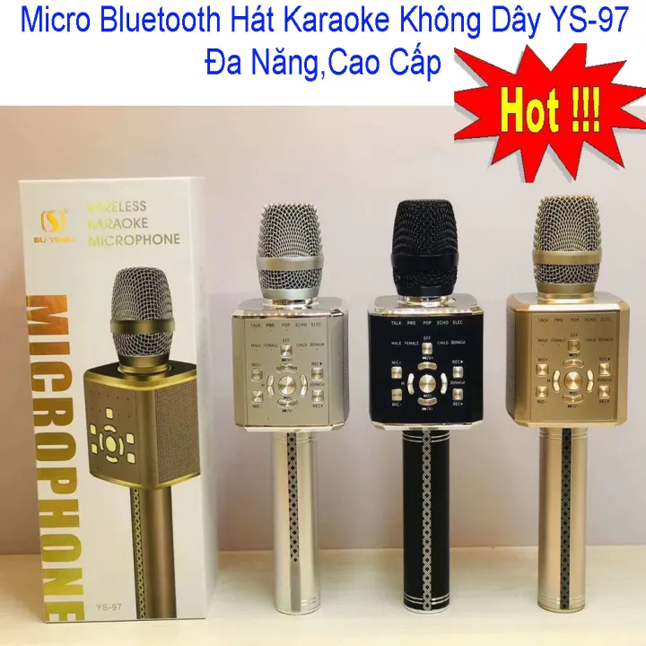 [Cực Phẩm 2021 ]Micro Bluetooth Hát Karaoke Không Dây YS-97 Đa Năng, Nghe Nhạc Cực Hay, Âm Bass Cực ĐỈnh, Mic Bắt Giọng Rất Tốt, Hỗ Trợ Kết Nối USB, Thẻ Nhớ.