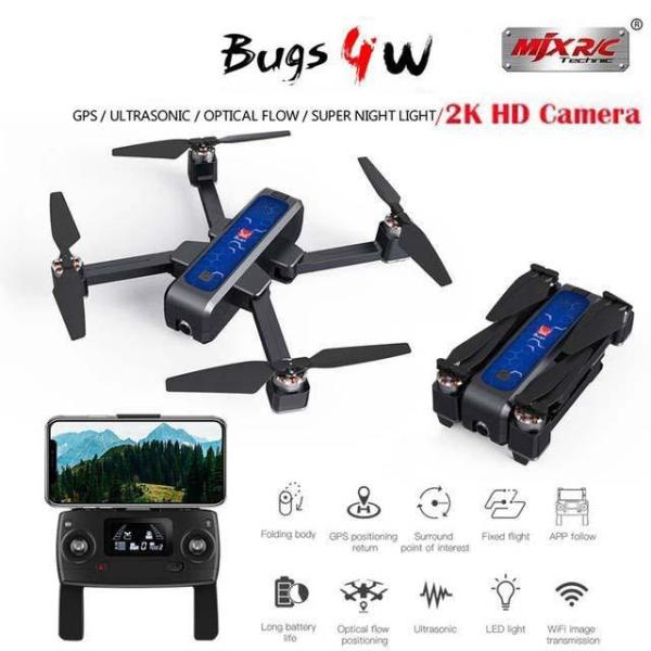 Flycam MJX Bugs 4W, Camera 2K, Cảm biến bụng, 2GPS, Tự về khi mất kết nối và pin yếu - BẢO HÀNH 3 THÁNG