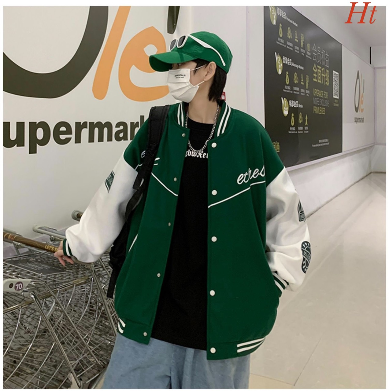 Áo Bomber nỉ chéo SET