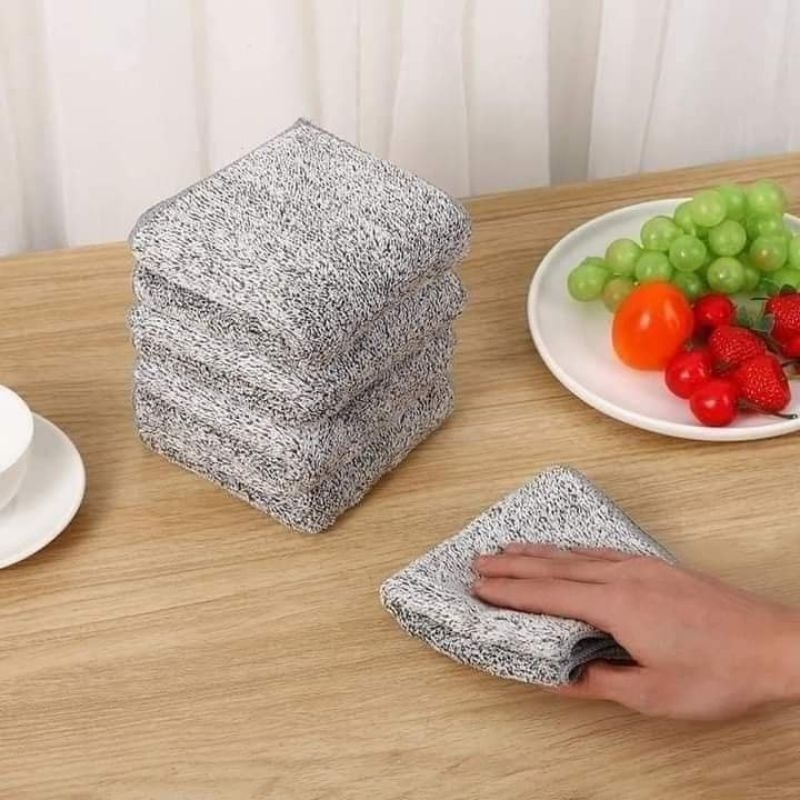 Combo 10 Khăn Lau Bếp 2 Mặt Sợi Than Tre Cao Cấp 20x20CM