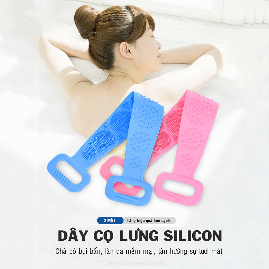 Dây chà kỳ cọ masssage gãi ngứa làm sạch da chết ở lưng đa năng hai mặt silicon cao cấp, Dây tắm chà lưng 2 mặt silicon cao cấp - Dây bông tắm tạo bọt tẩy tế bào chết, matxa thư giãn lưu thông máu - Dùng được cho nam nữ