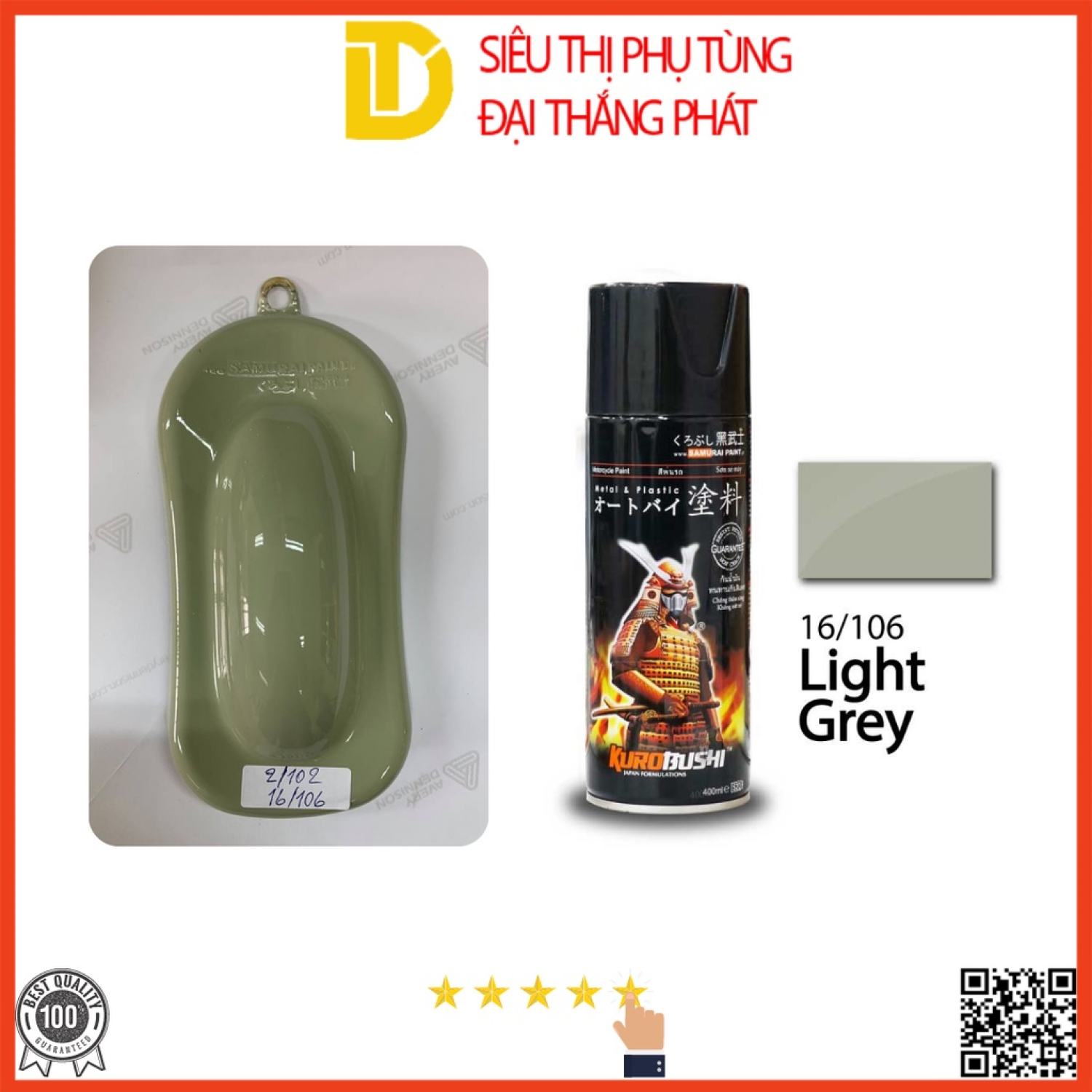 Sơn samurai sơn xịt xe máy 16/106 màu xám sáng