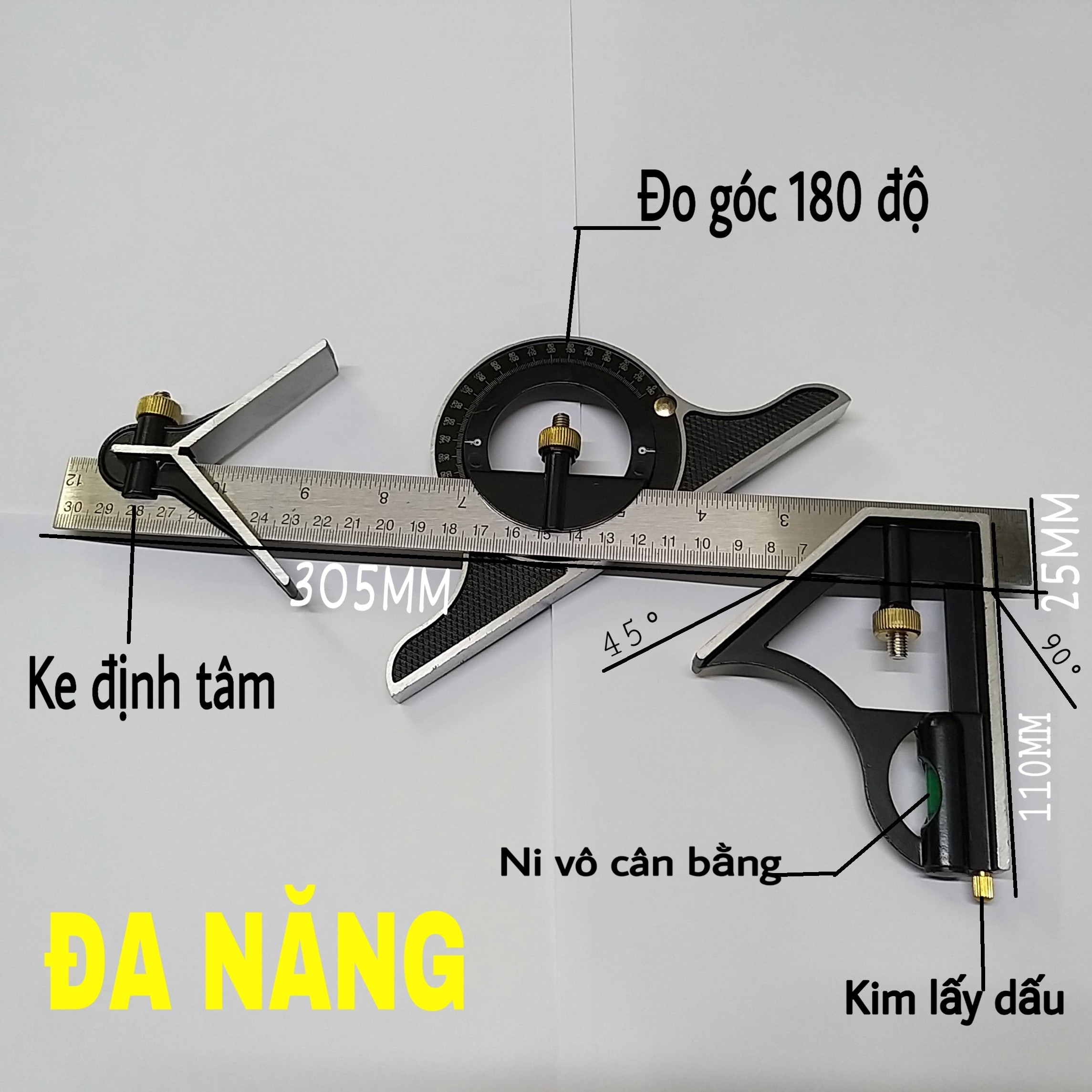 THƯỚC ĐO GÓC VUÔNG ĐA NĂNG CÓ CÂN THỦY