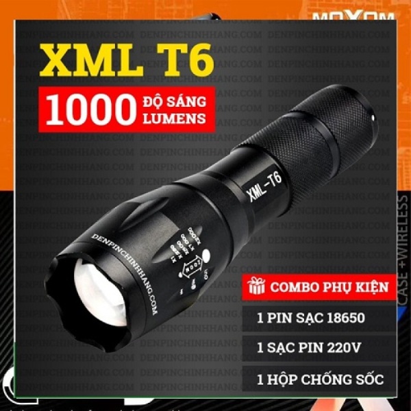 Bảng giá Đèn pin Police AMY XML-T6 MỚI siêu sáng Tặng Bộ sạc và pin sạc, Hộp Nhựa Chống Sốc - BH 1 ĐỔI 1