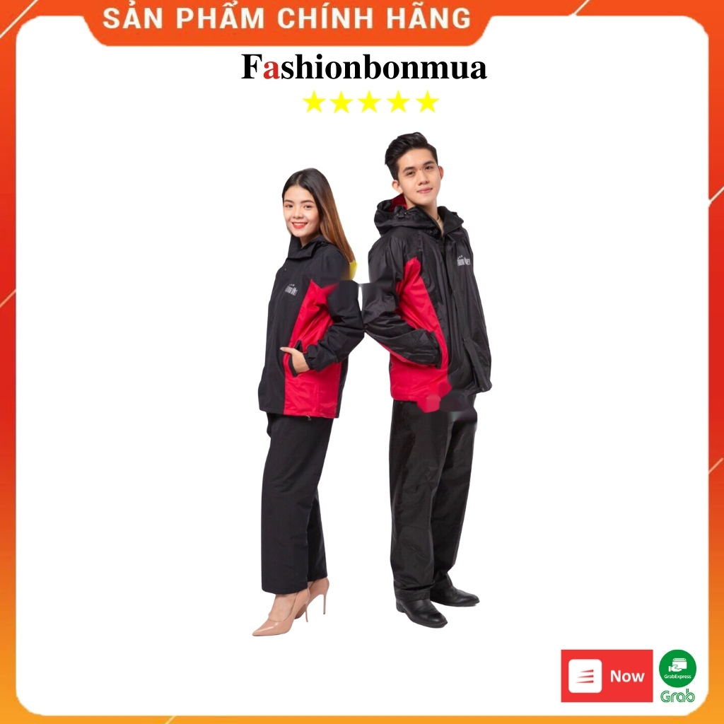 Áo mưa bộ, áo mưa người lớn 2 lớp phủ PU chống thấm, chống lạnh AH 0037