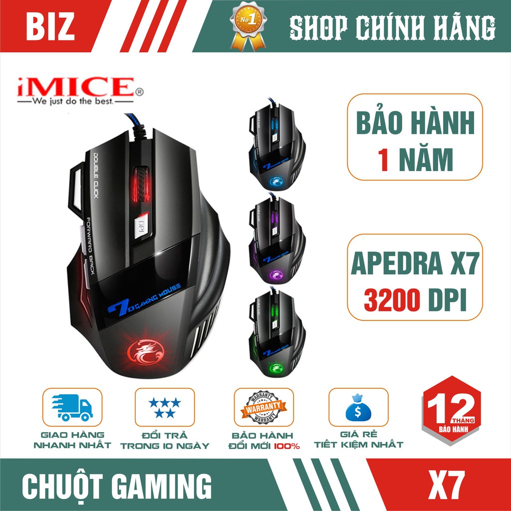 Chuột gaming Imice X7 3200 Dpi - bảo hành 12 tháng!!