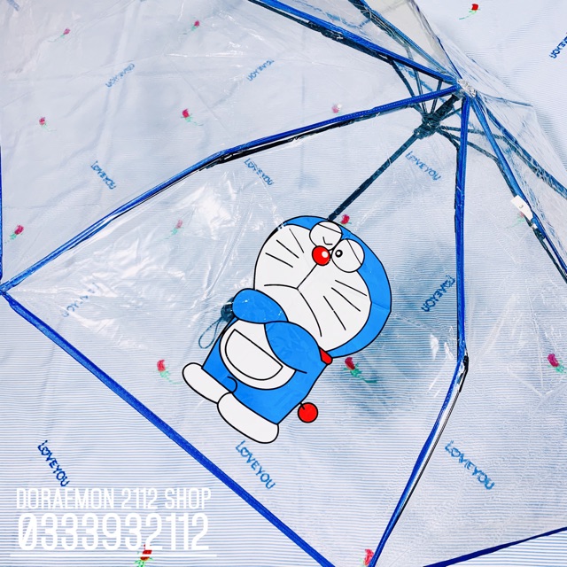 Dù gấp cầm tay trong suốt Doraemon size lớn