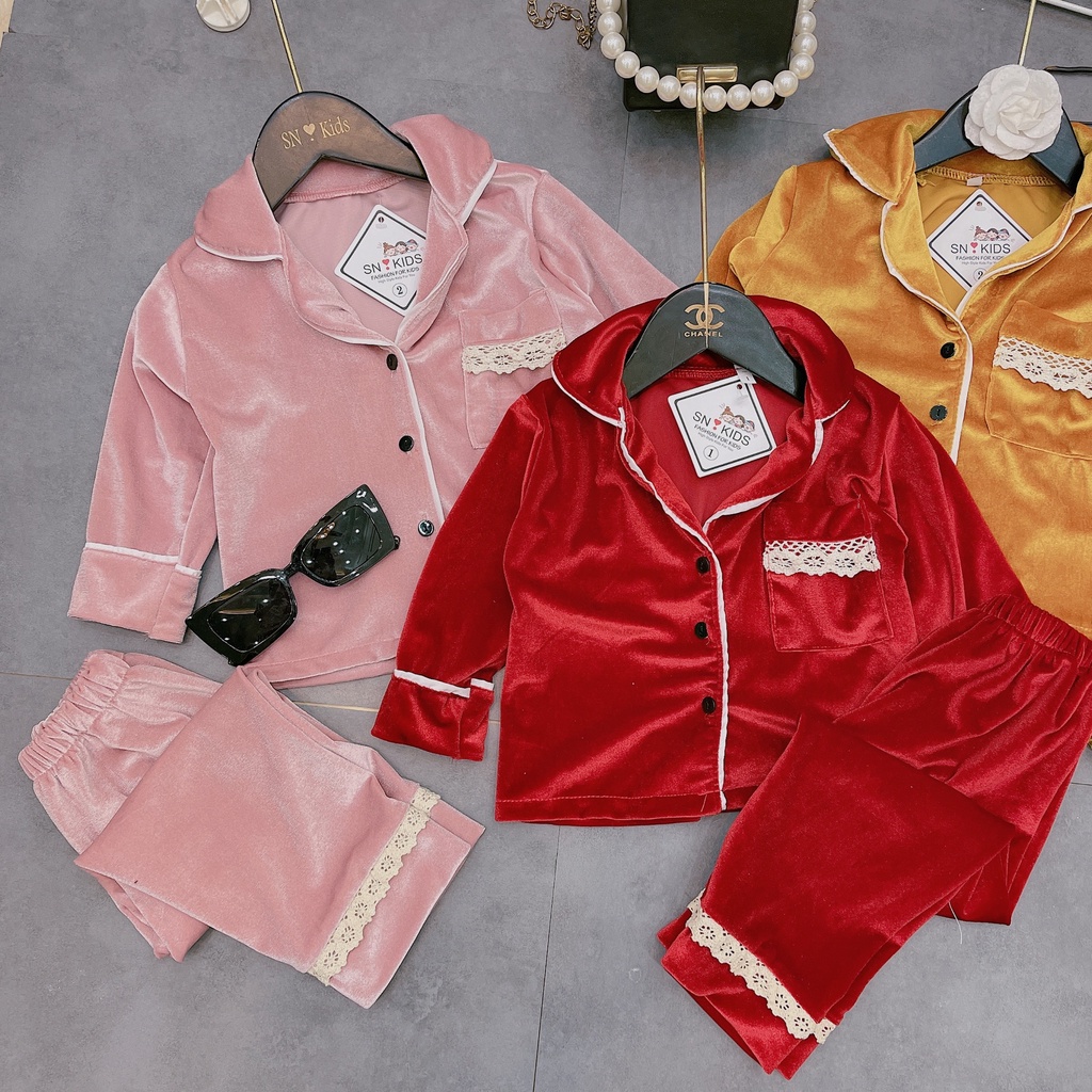 Bộ Pijama Nhung Cho Bé Gái