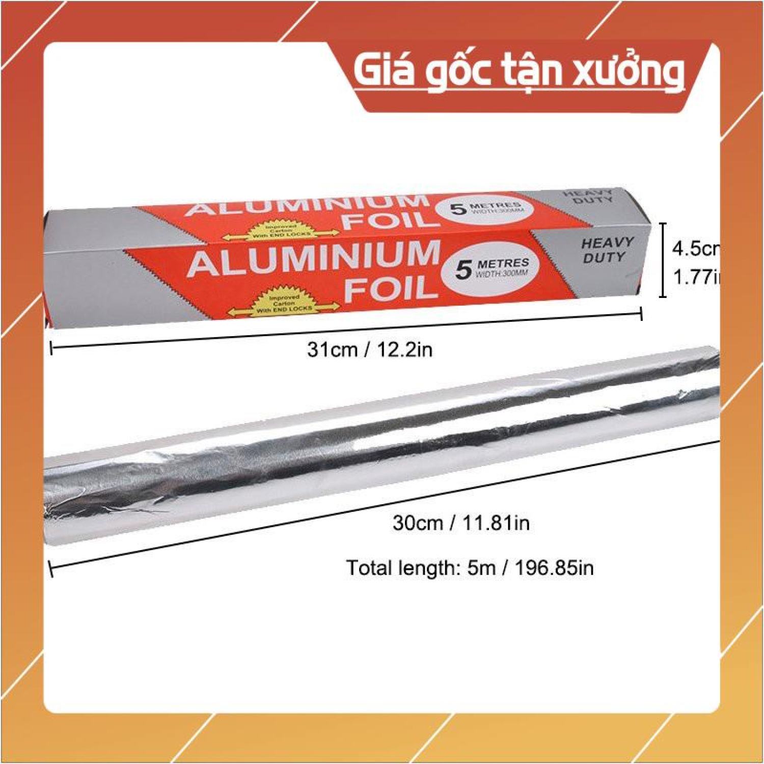 CUỘN GIẤY BẠC NƯỚNG ĐỒ ĂN ALUMINIUM (size 30cm x 5m)