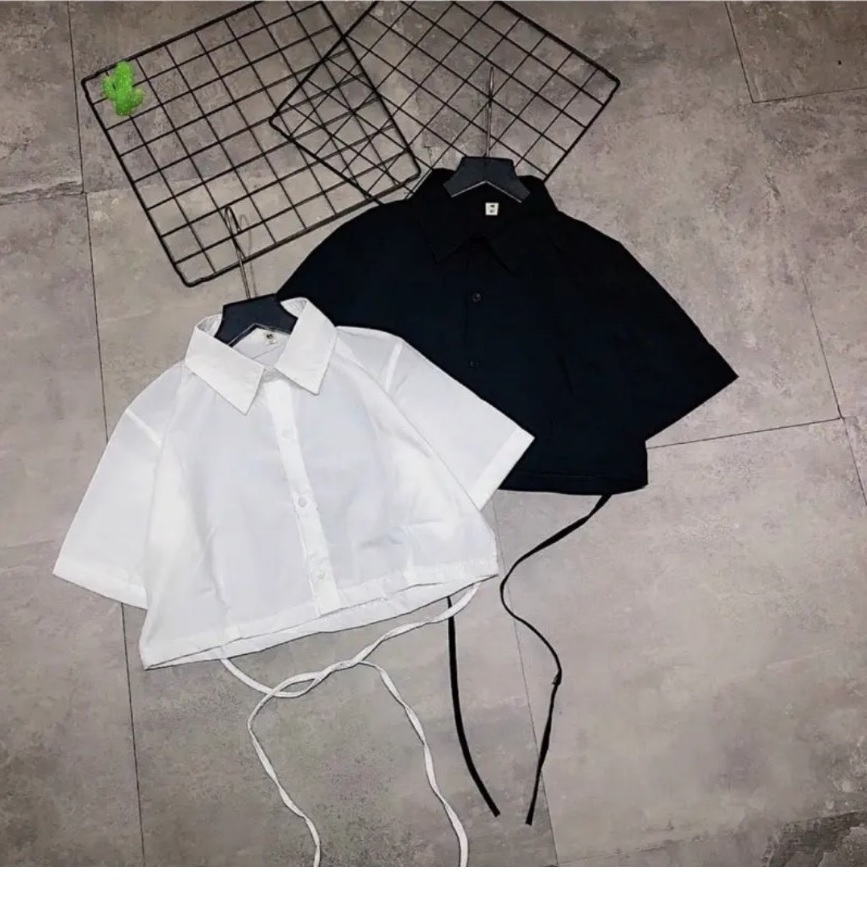 Áo Sơ Mi Tay CropTop Cột Dây Eo - BT Fahion
