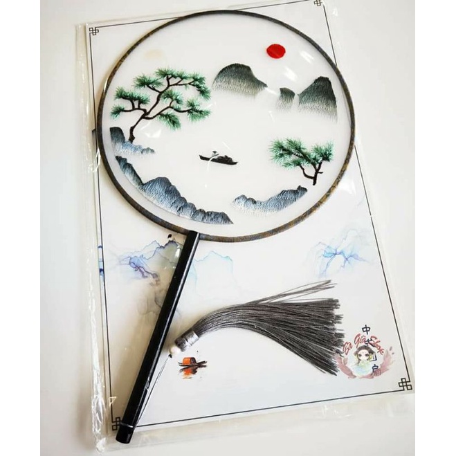 Quạt tròn thêu quạt thêu cổ trang (nhiều mẫu)