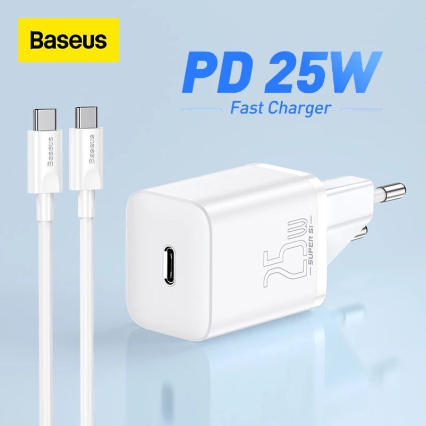 Bộ sạc nhanh Baseus Super Si 1C 25W Quick Charger Sets (PD/QC3.0 Quick charger, With Cable)- TZCCSUP