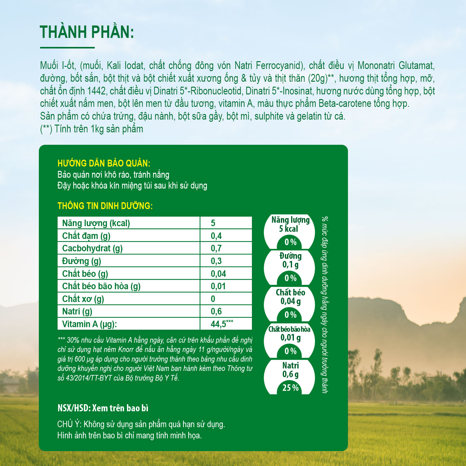 Hạt Nêm Knorr Thịt Thăn (Xương Ống & Tủy) Túi 1800G