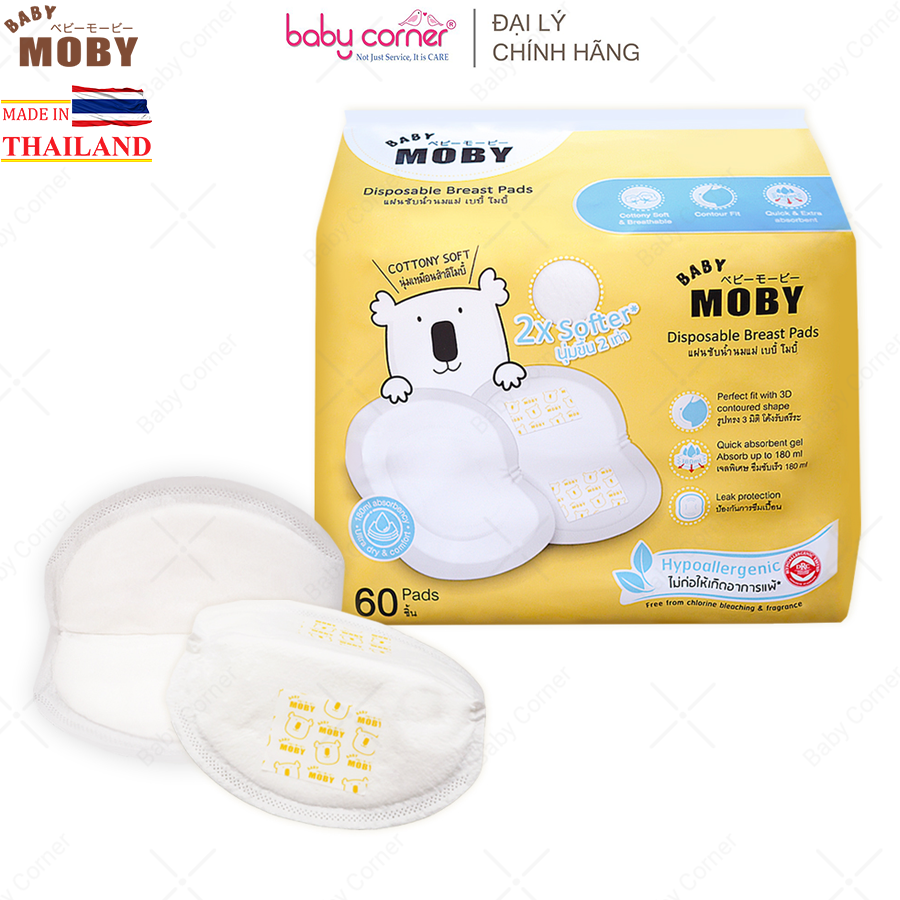 [HSD: T9/2026] Miếng Lót Thấm Sữa MOBY BABY Thái Lan, Gói 20 Miếng/ 60 Miếng