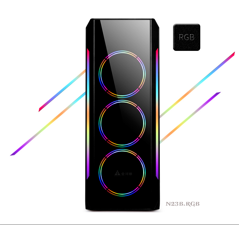Vỏ Thùng Case Golden Field N23B (RGB + Điều khiển, Mặt cường lực, Vách Mica)