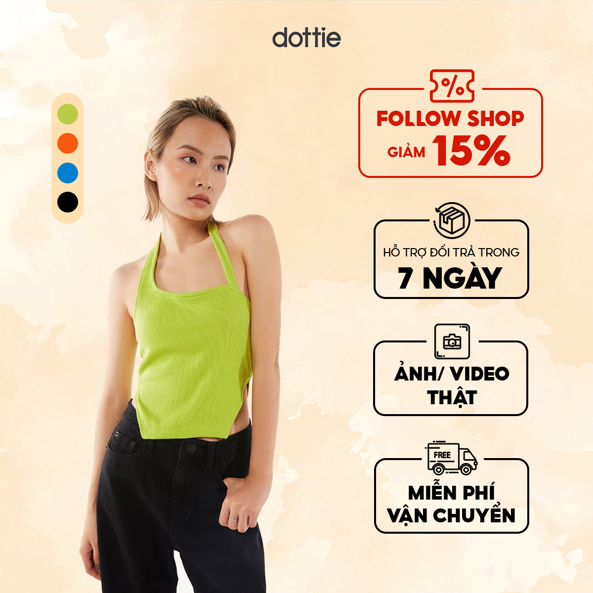 [OUTLET SALE] DOTTIE - Áo kiểu bất đối xứng nữ DOTTIE - T0579