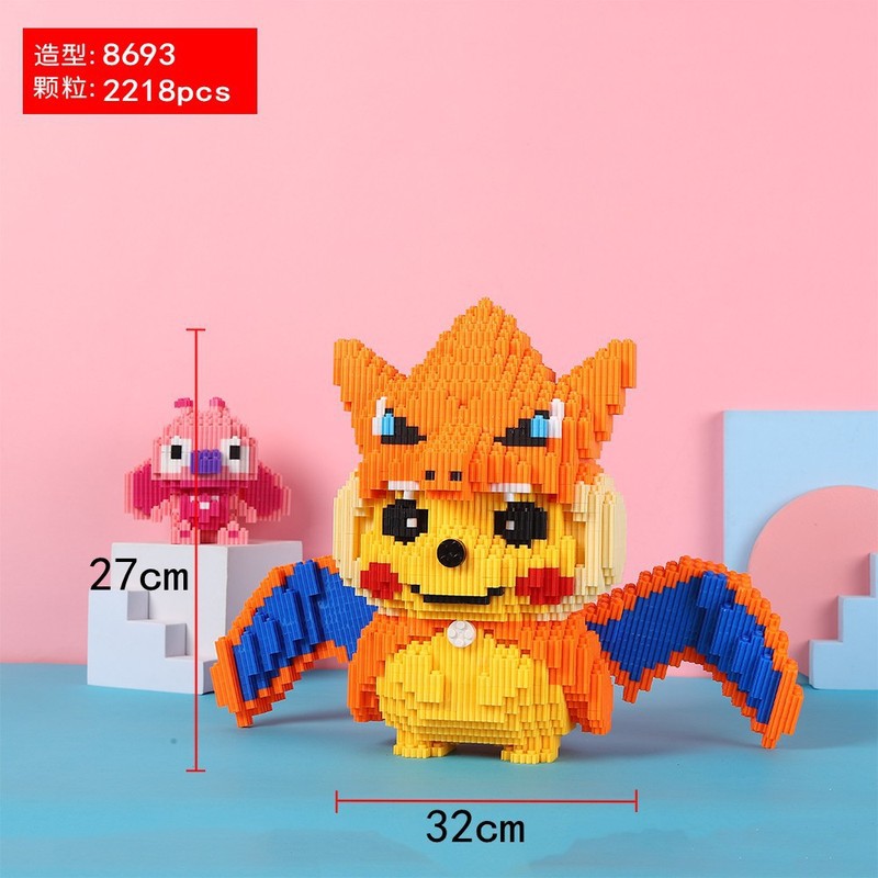 Le go Pikachu Khổng Lồ,Le go Pikachu Múa Lân,Le go Pikachu Đội Nón,Le go Pikachu Rồng, mô hình lắp lắp pikachu, Le go Pikachu Lân