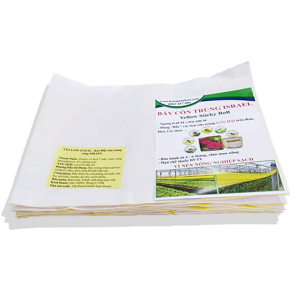 [HCM]Miếng Dính Vàng Bẫy Côn Trùng Israel (Set 20 miếng 2 mặt keo kích thước 18cm x 22cm) - Sticky Yellow Roll dùng bẫy các loại Côn Trùng Bay ngây hại rau sạch như Ruồi Bọ Phấn Bọ Trĩ Bướm và côn trùng khác...
