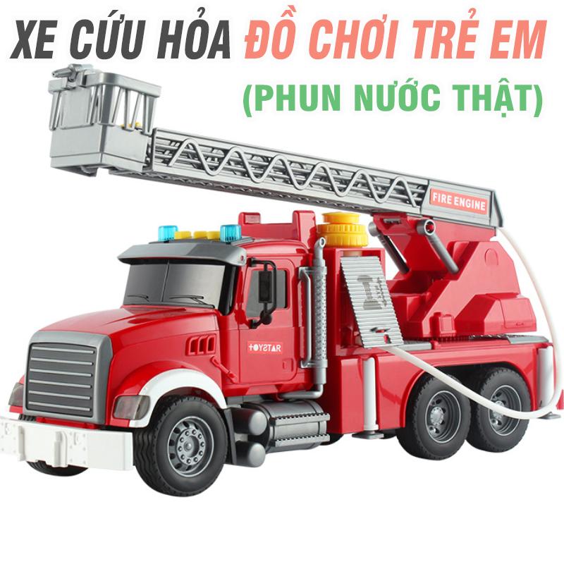 Đồ chơi trẻ em xe ô tô cứu hỏa cỡ lớn E227-002 xe phun nước thật mô hình xe đồ chơi trẻ em